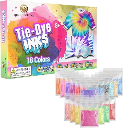 Desire Deluxe Tie Dye Ink Set of 18 Colors – Fabric Dye Paint for DIY Crafts