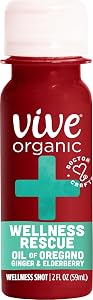 Vive Organic Wellness Rescue Shot, Ginger, Elderberry & Oil of Oregano, 2 Oz
