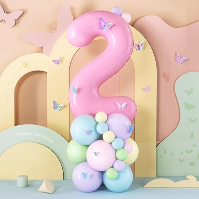 Balloon Dance Pink 2 Balloon 2nd Birthday Decorations Set 59 pc
