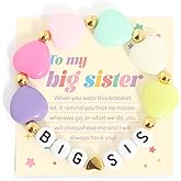 Lorenleya Big Sister Bracelets, Heart Charm Beads Stackable Bracelet Surfer Stretch Accessories Jewelry Gift for Big Sis