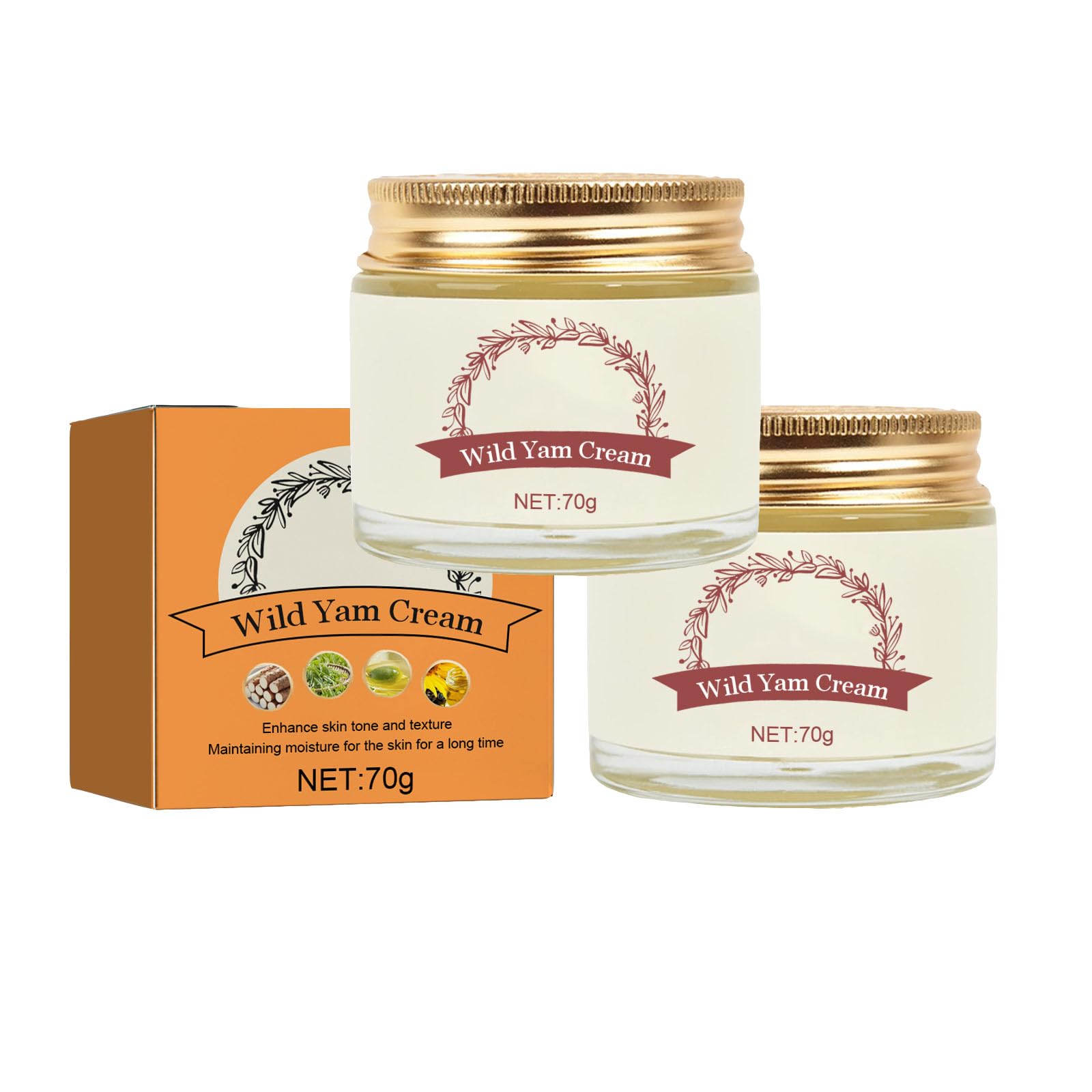 2Pcs Wild Yam Cream, Wild Yam Cream Organic for Women, Wild Yam Moisturizing Cream, Women's Organic Wild Yam Root Cream for All Skin Types