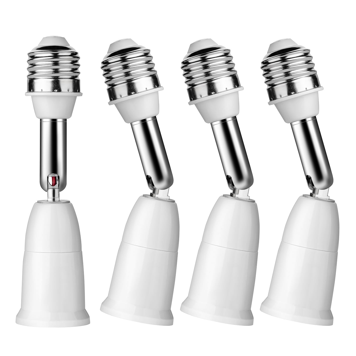 iKefe E26/E27 Light Bulb Socket Extender Adapter,180 Degree Bendable Light Fixture, E26/E27 to E26/E27 Medium Base Adjustable Socket Converter Extension(4 PCS)