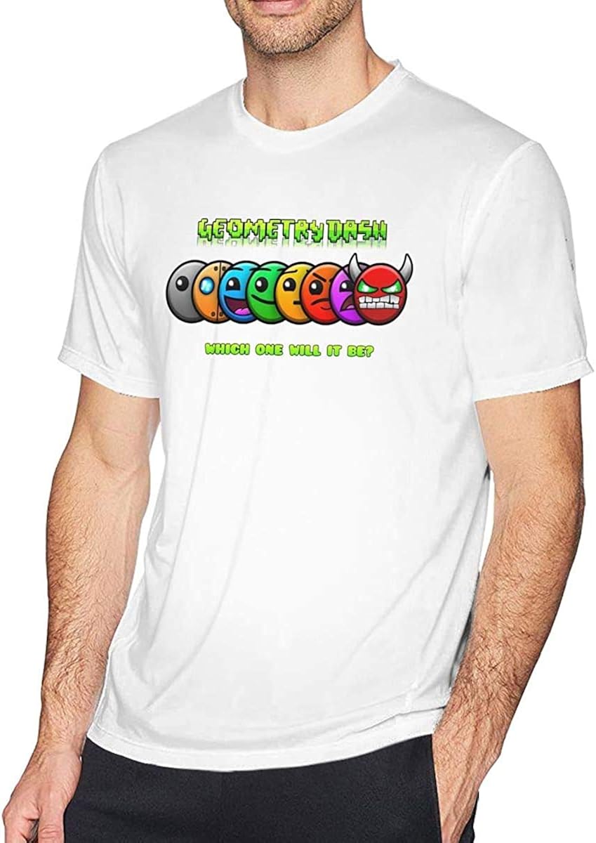 Men's Geometry Dash Which One Will It Be Handsome Short Sleeve Generic T-Shirt