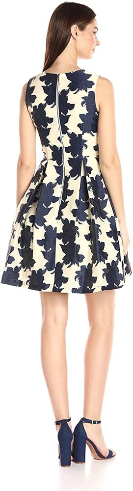 vince camuto embroidered fit and flare dress