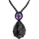 Black Obsidian stone Necklace – Adjustable Natural Crystal Pendant Jewelry for Men and Women
