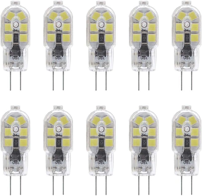 G4 LED Bulbs 2Watt, AC 220-240V, Cool White 6000K LED Lamps, 20 Watt Halogen Bulbs Equivalent, 360°Beam Angle, 200lm, Non Dimmable, Pack of 10