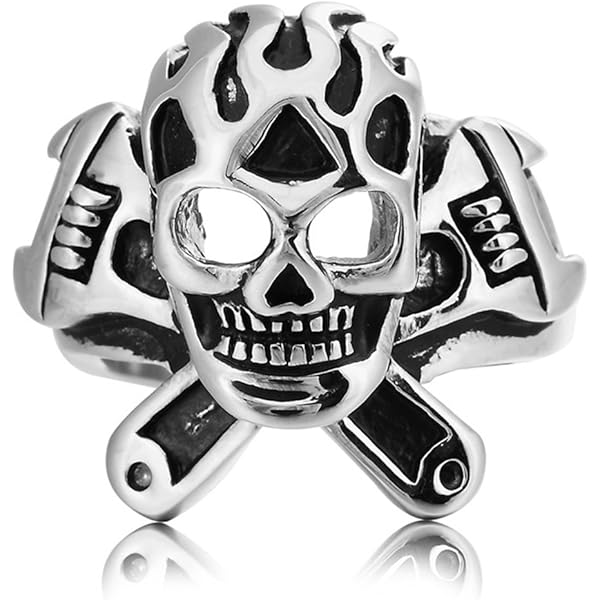 SAINTHERO Men's Vintage Stainless Steel Band Rings Gothic Devil
