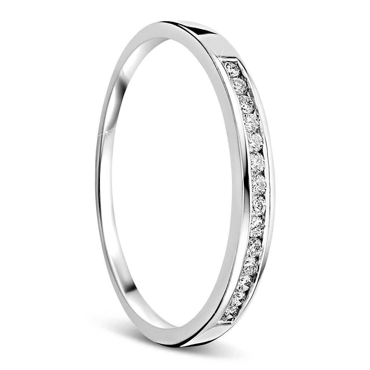 OROVI White Gold Ring for Women with Diamonds in 18 Carat Gold, Hypoallergenic Ring - Handmade eternity rings with jewellery box