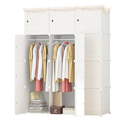 Diy Plastic Wardrobe Portable Wooden Pattern Closet With Doors