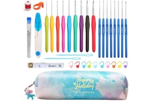 QZLKNIT 17 Size Crochet Hooks Set,Crochet Kit for Beginners with Case,Crochet Needles and Crochet Accessories,Ergonomic Crochet Hook Set for Arthritic Hands