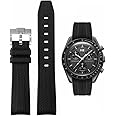 Bands for Moonswatch Watch Rubber for Omega x Swatch MoonSwatch 20mm Rolex Seiko Watch Silicone Men with Stainless Steel Replacement Bracelet Original Bracelet Omega x Swatch MoonSwatch Speedmaster