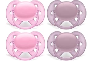 Philips AVENT Ultra Soft Pacifier, 6-18 Months, Pink, 4 Pack, SCF211/41