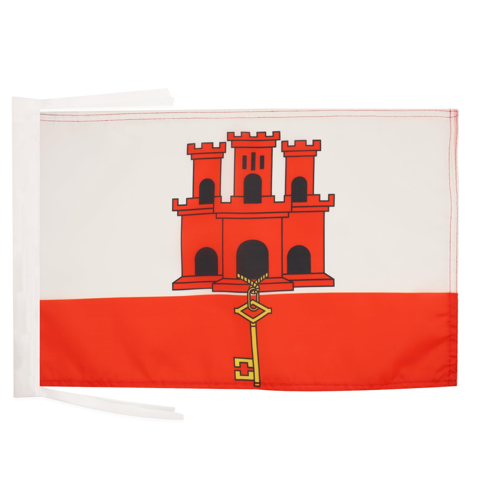 AZ FLAG - Gibraltar Flag - 18'' x 12'' - 100% Polyester Gibraltarian Small Banner with Two Cords - Fade Resistant - Vivid Colors - 18x12 in - 45x30 Cm โ image 1