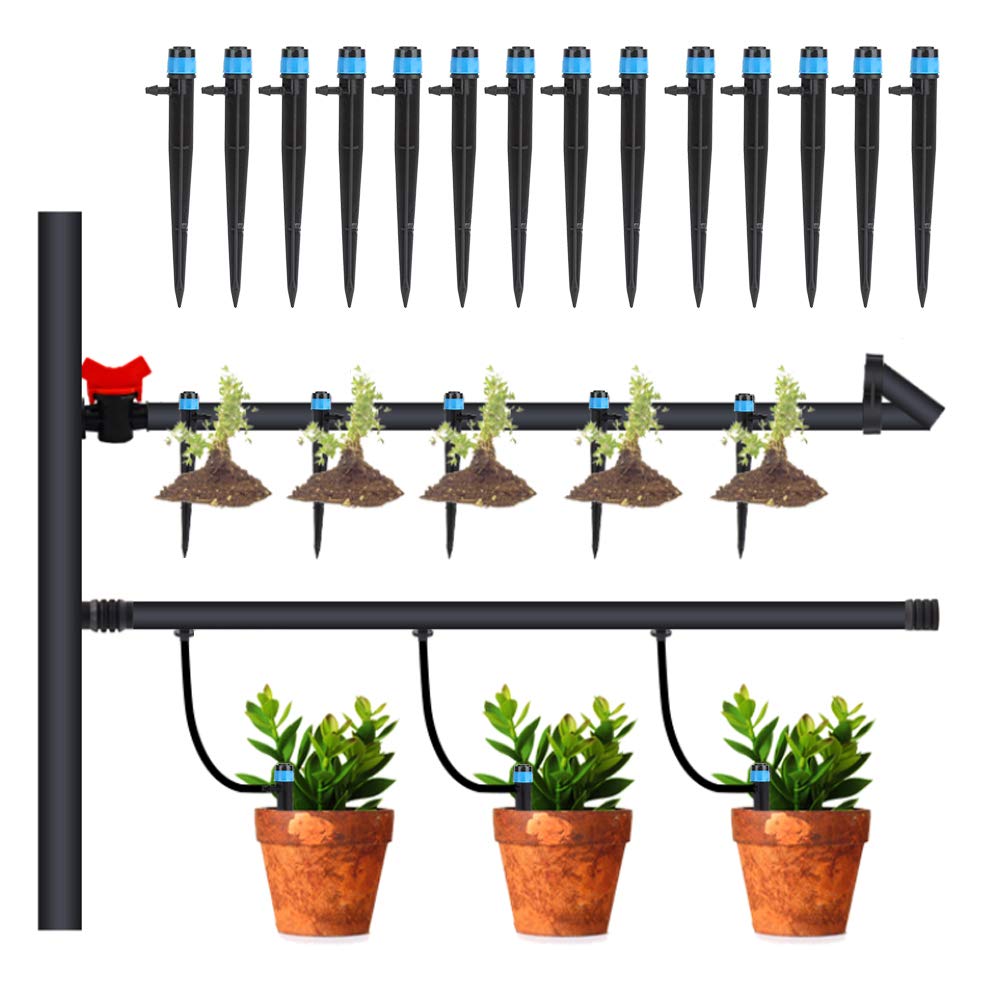 Cafopgrill 100Pcs Ground Insert Type Irrigation Dripper Drip Sprinkler Garden Watering System for Outdoor Indoor Plants Tree Or Flower