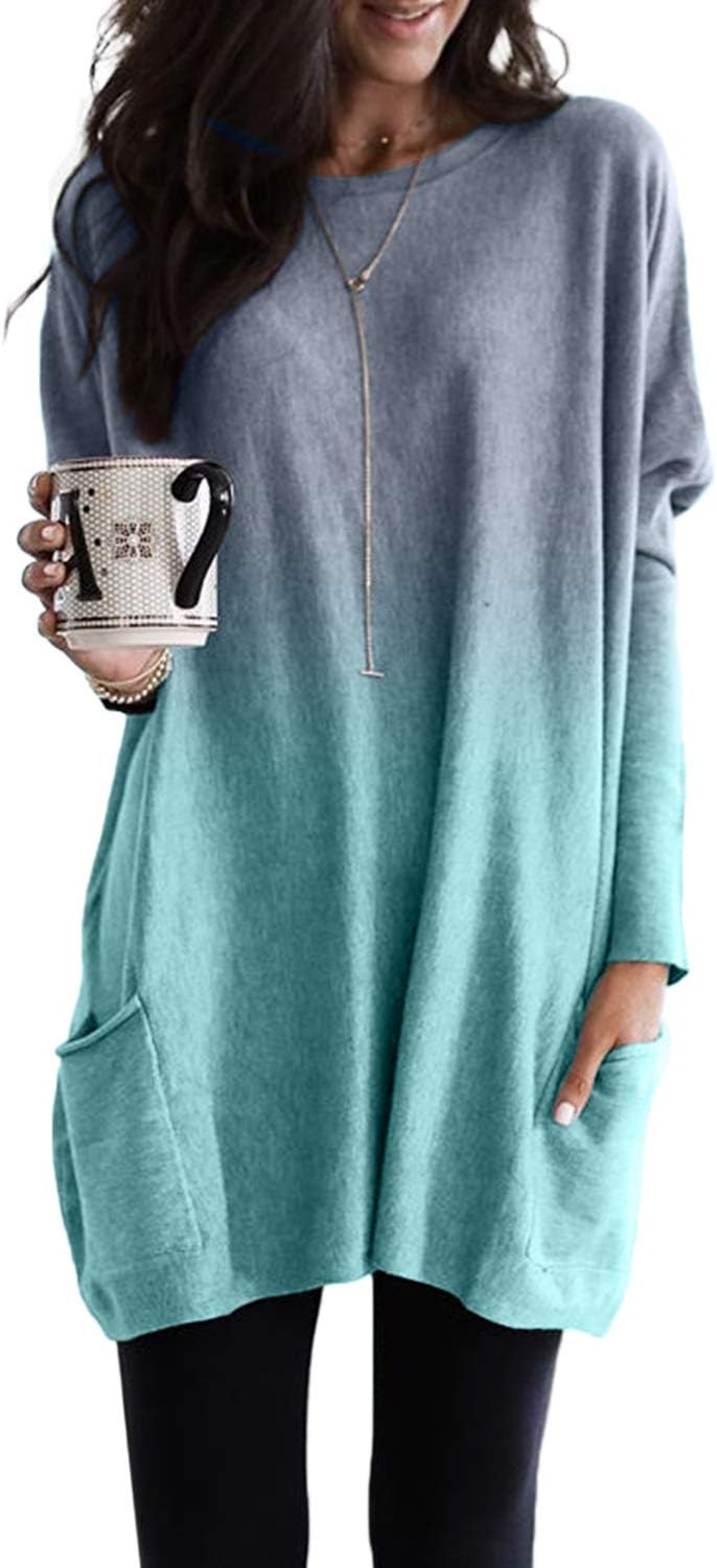 Lovezesent Womens Tie Dye Print Long Sleeve Pocket Pullover Sweatshirt Dress