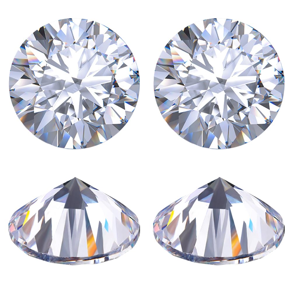 Beebeecraft 1 Box 50Pcs Cubic Zirconia Cabochons White AAA Round 8mm Diamond Small Loose CZ Stone Synthetic Gemstone for DIY Jewellery Making