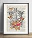 Rib Cage With Butterflies, Vintage Dictionary Art Print, Antique Wall Art Home Decor, Modern Boho Poster, Farmhouse Decoration Living Room Bedroom Office 8x10 Inches, Ready To Frame