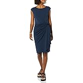 Amazon Essentials Women's Cap Sleeve Boat-Neck Faux Wrap Dress