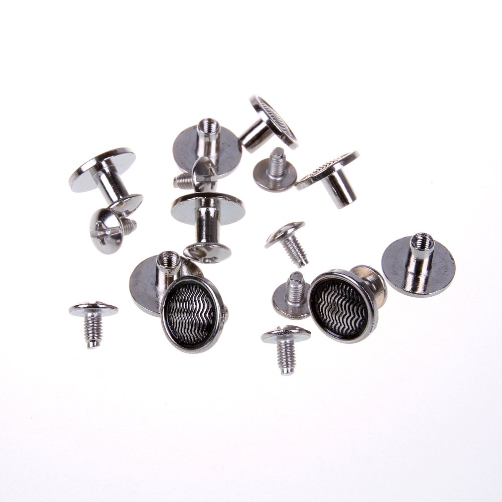 Wavy Round Flat Studs and Spikes Metal ScrewBack for Leathercraft Punk DIY - Silver, 8mm x 12mm, 500 PCS by eART