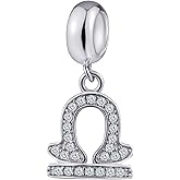 Libra Zodiac Sign Dangling Charms Fit Pandora Birthday Bracelets - 925 Sterling Silver Constellation/Horoscope Necklace Pendants Beads, Gifts for Mother/Lawer