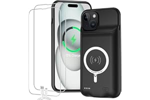 SNRONEW Battery Case for iPhone 15, Full Encircle 10000mAh High Capacity Rechargeable Portable Charger Case Extended Battery Pack Compatible with iPhone 15 (6.1 inch) Wireless Charging Case with Carplay-Black