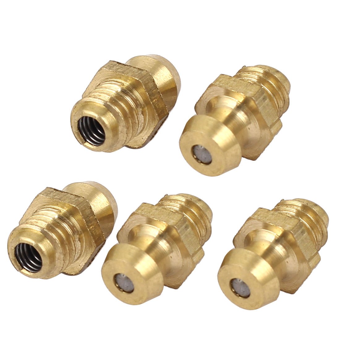 sourcingmap M6 x 5mm Male Thread Brass Straight Grease Nipples Fittings 5 Pcs