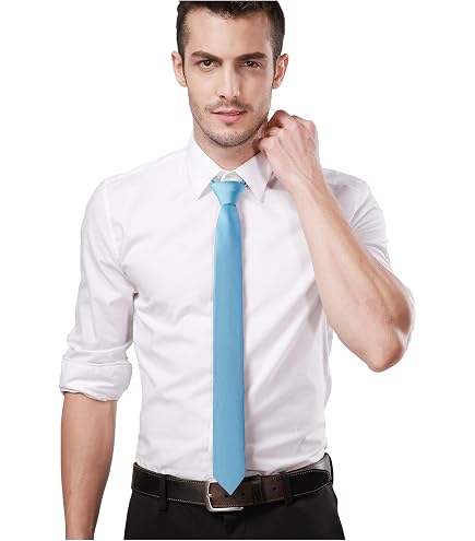 Covona 100% SILK Narrow NeckTie EXTRA Skinny BLACK Color Men's