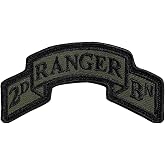 Bayonet Design - Modern US 2nd Ranger Battalion Ranger Scroll - 3 7/8" x 2" (OD Green) Hook &amp; Loop Backed - SUA Sponte - Merrowed Edge - Army Ranger - Airborne Ranger