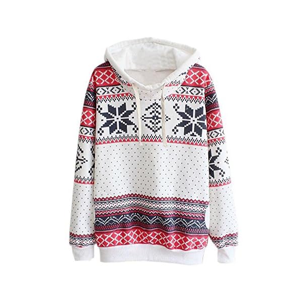 Kollmert Christmas Hooded Tops Women Snowflake Print Sweatshirt Pullover Plus Size