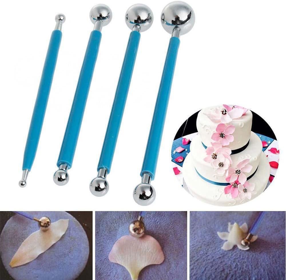 4 PCs Baking Fondant Cake Tools Stainless Steel 8 Head Pen