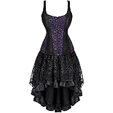 Corset Dress Skirt Set Zipper Bustier Straps Plus Size Gothic Brocade Lace Gothic Bustier Costume