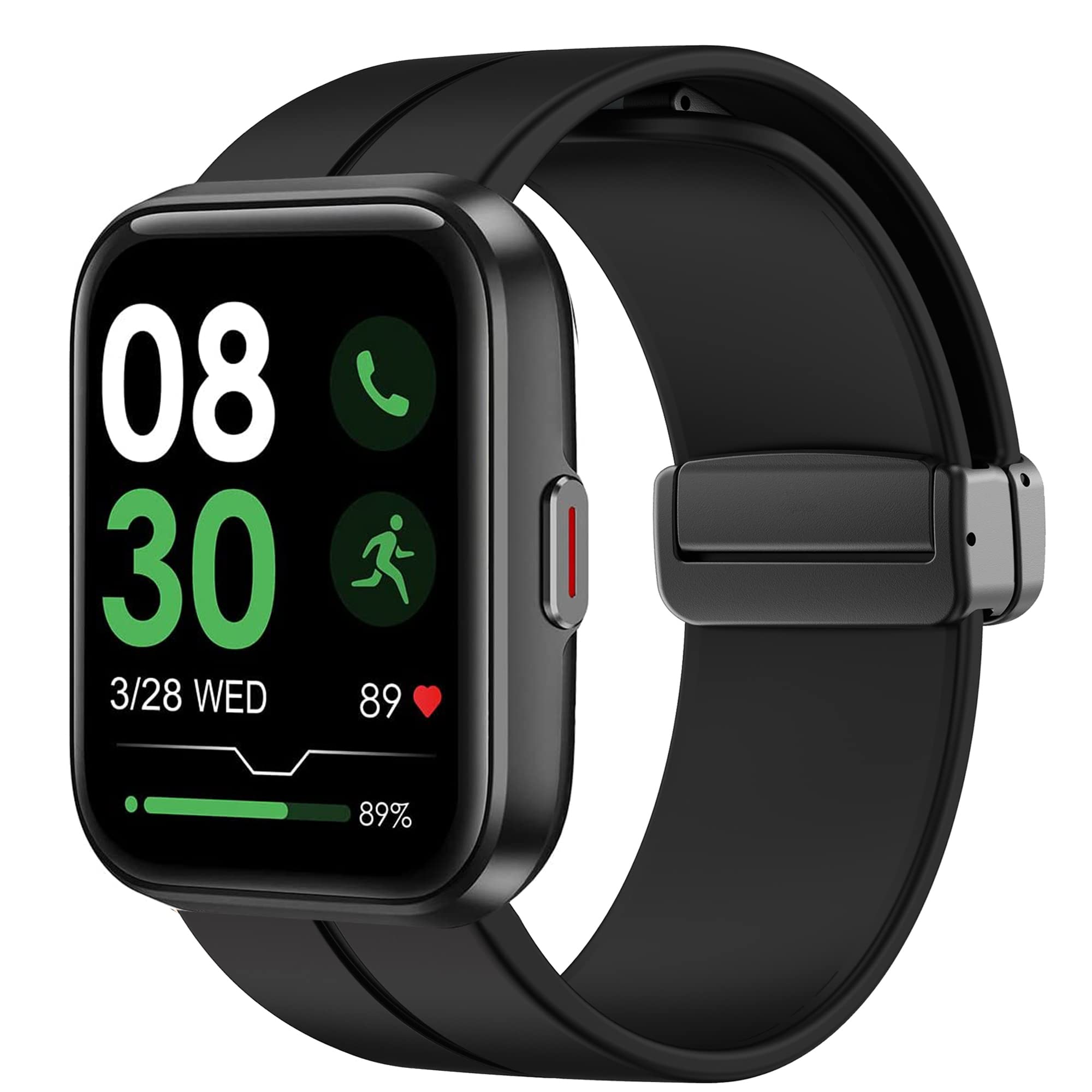 for ID208BT Bands, Soft Silicone Magnetic Buckle Sport Replacement Straps for Women Men Compatible with Tensky ID208/TOZO S2 1.69"/AEAC ID208/ID208/Oraimo/Konitee/Gydom/DECWIN/VRPEFIT ID208BT (Black)