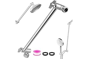 ENOUGHMEN Rain Shower Head Extension 12 Inch Adjustable Rain Shower Head Extension Arm Stainless Steel Shower Head Holder G1/2 Universal Connector Compatible (Chrome Finish)