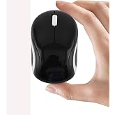 Wireless Mouse Mini Small Silent Cute Pocket Portable Compact Travel USB Tiny Optical Mice 3 Buttons 1000 DPI Cordless Mouse for PC Laptop Computer MacBook Kids Girl Boy Women Small Hands Gift(Black)