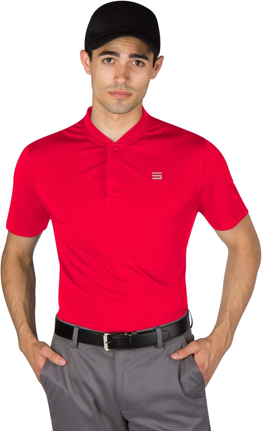 Three Sixty Six Quick Dry Collarless Golf Shirts for Men - Short Sleeve Casual Polo, Stretch Fabric: Clothing