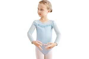 Avrigirl Cute Mesh Long Sleeve Toddler Girls Ballet Leotards for Dance, Gymnastics, Practice, Skating