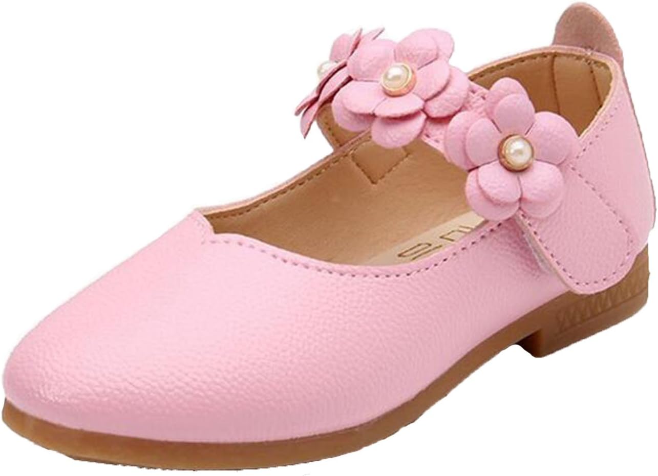 WUIWUIYUGirl's Sweet Flower Mary Janes School Wearing Princess Shoes(Toddler/Little Kid)