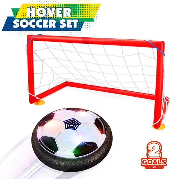 Betheaces Kids Toys Hover Soccer Ball Set 2 Goals Gift Football Disk Toy LED Light Boys Girls Age 2, 3, 4,5,6,7,8-16 Year Old, Indoor Outdoor Sports Ball Game Children