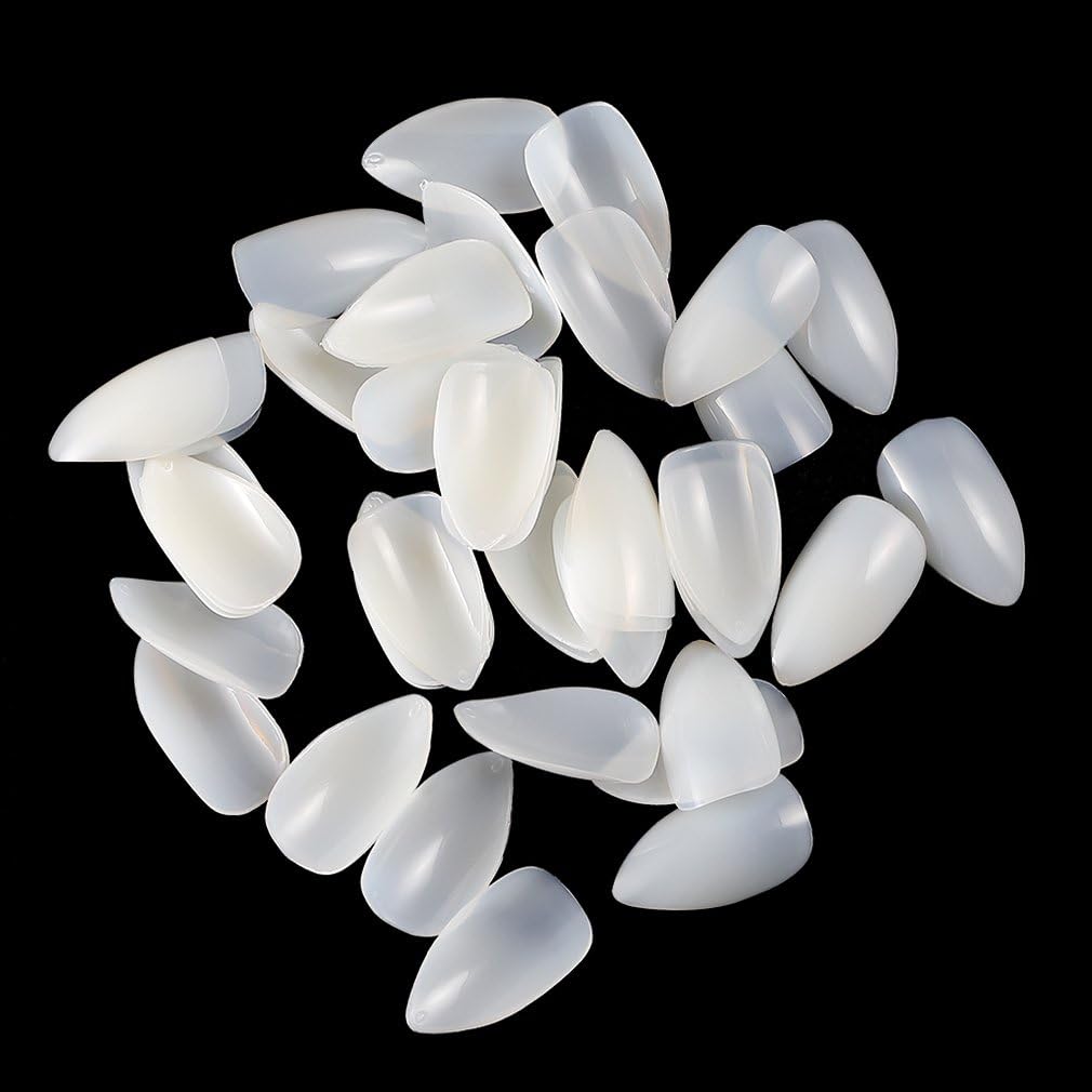 PINPAI 600pcs Stiletto Nails Tips，Full Cover Claw Artificial Nails Fake Nails False Nail,Natural Color Almond Oval Shape Acrylic Nail Tips 10 Sizes