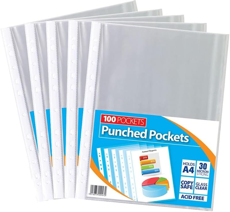 1ABOVE 30 Micron A4 Glass Clear Plastic Wallets 500 Pack