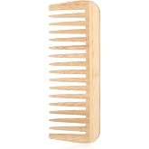 Bamboo Wide Tooth Comb, Large Hair Detangling Comb, Natural wooden combs for Hair, Beard, Mustache, Travel-Friendly, Hand Pol