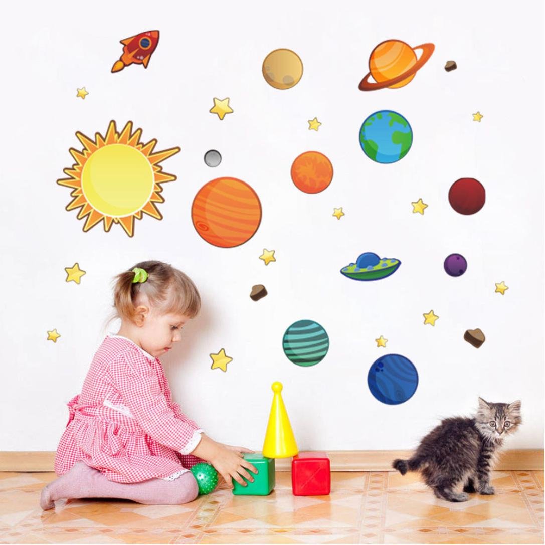 輝く高品質な Iusun Planets Moonソーラーシステム壁ステッカー面白い子供部屋デカールホーム装飾リムーバブル B01la9i56u 柔らかい Uaeexports Net