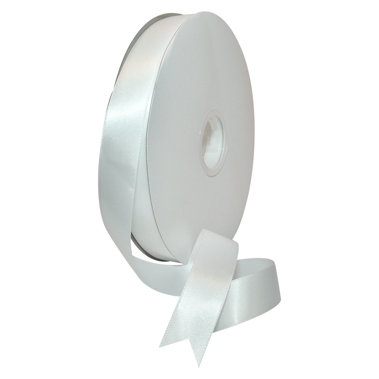 Morex Ribbon 08822/00-029 Double Face Satin Ribbon 7/8" X 100 YD White Ribbon for Gift Wrapping, Birthday Gift Cards, Satin Dress for Women, Silk Ribbons for Crafts, Wedding Gifts for Couple — image 1