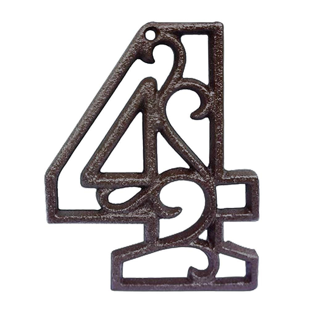 INCREWAY Cast Iron Numbers, 4.6 Inch Carved Decorative Iron House Number Retro Cast Iron Mail Numbers for Coffee Shop Bar Restaurant(4)
