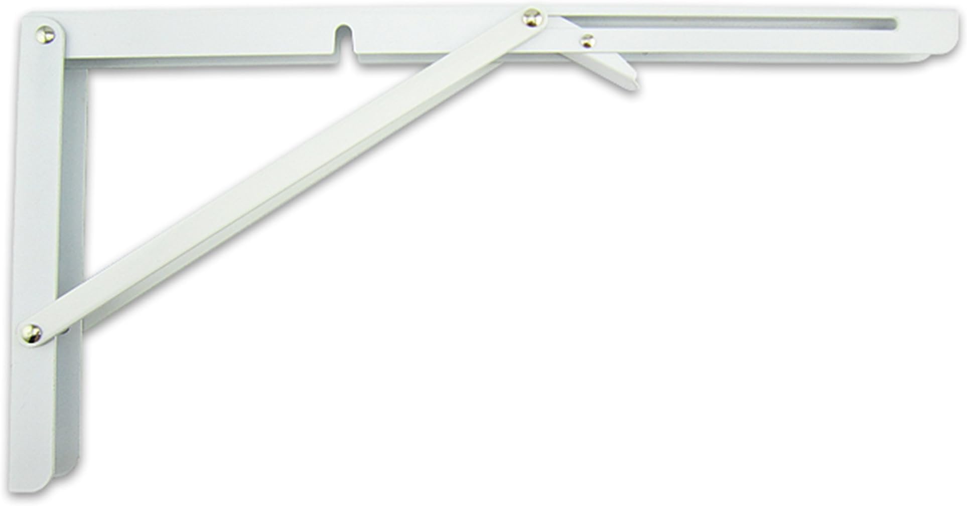MechWares Folding Bracket for Shelves Tables Long Release Space Saving for Standing Desk Wall-Mounted Drop-Leaf in Kitchen | Laundry Room | Garage | Boat | RV -1 Pcs (16 inch, White)