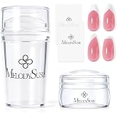 MelodySusie French Nail Stamper Kit, French Tip Tool, 4PCS, Clear | 2 Clear Silicone Stampers, 2 Scrapers, Secure-Fit Heads, French Manicure Stamp, Nail Stamp, DIY Manicure, Home &amp; Salon