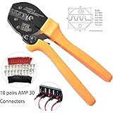 IWISS Powerpole Ratcheting Wire Crimper Tools for 15, 30 and 45 Amp Anderson Cable Connectors with 10 Pairs FREE 30 AMP Anderson Powerpole Connectors
