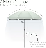 CHRISTOW Portable Beach Parasol Tilting Garden Sunshade Umbrella 2m Sage view 3
