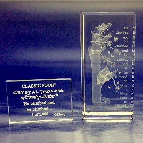 Crystal Treasures 3D Laser etched block - Classic Pooh - He climbed and he climbed.. by Crystal Treasures
