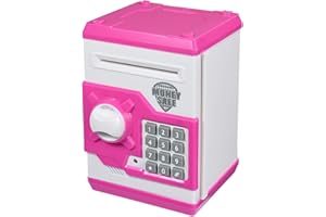 Qwifyu Piggy Bank for Boys Girls,Kids Safe Money Bank for 4 5 6 7 8 9 10 Year Old Girl Boy Birthday Gift,Electronic Password Money Saving Box ATM Safe Bank Toys for Kid (Pink)